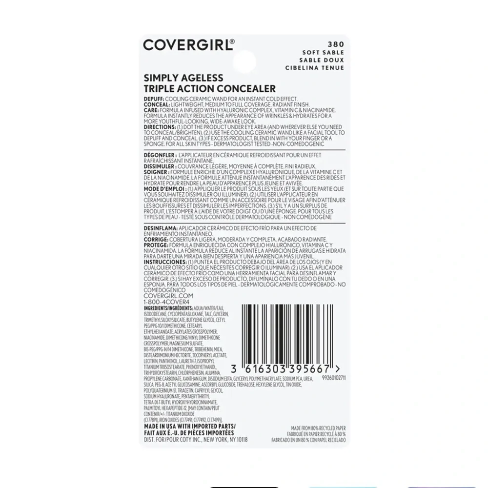 COVERGIRL SIMPLY AGELESS TRIPLE ACTION CONCEALER shade 380 Soft Sable